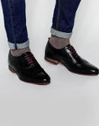 Asos Brogue Shoes In Black Leather With Contrast Sole - Black