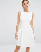 Closet V-back Textured Godet Skirt Dress - White