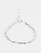 Asos Design Chain Bracelet With Flat Links In Real Silver Plate
