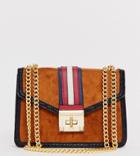 Aldo Prede Tan Suedette Shoulder Cross Body Bag With Strap Contrast And Chain Strap - Tan