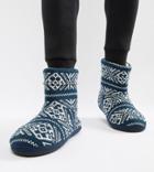 Asos Design Slipper Boots In Navy Christmas Fairisle - Navy