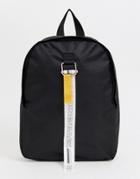 Asos Design Backpack In Black With Slogan Strap