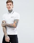 Ea7 Slim Fit Tipped Stretch Polo In White - White