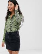 Brave Soul Tina Shirt In Bright Zebra Print - Green