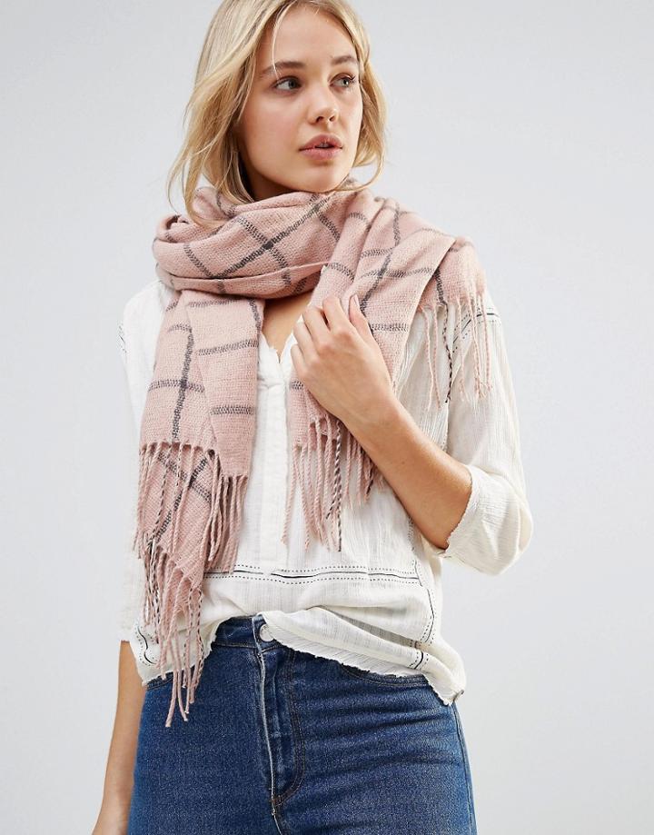 Lavand Check Oversized Scarf - Pink