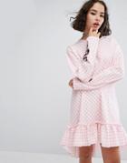 The Ragged Priest Cottonmouth Frill Hem Dress - Pink