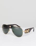 Versace Aviator Sunglasses With Detachable Medusa - Black
