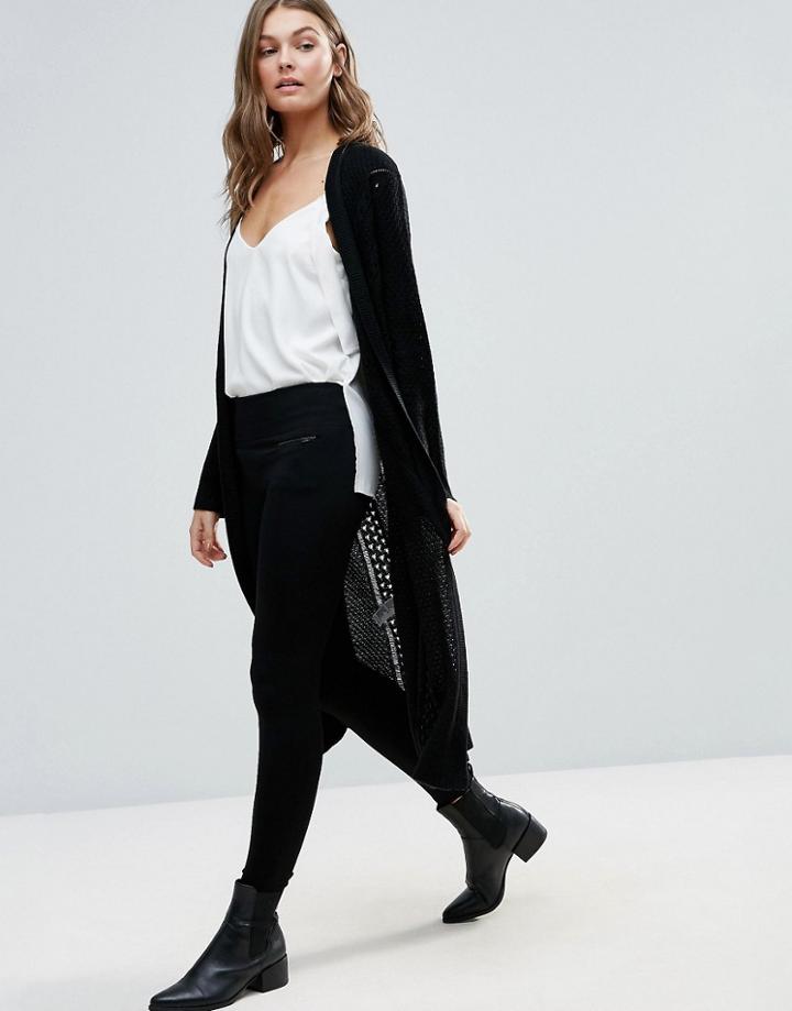 Dex Longline Cardigan - Black