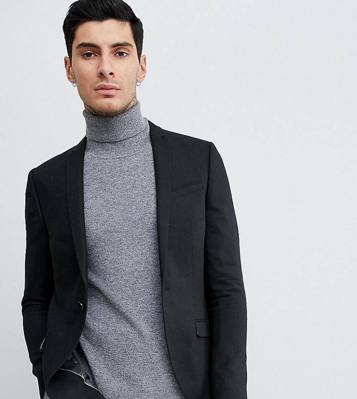 Heart & Dagger Slim Linen Blazer - Black