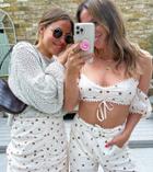 Labelrail X Collyer Twins Off Shoulder Crop Top With Ruching In Scattered Spot - Part Of A Set-white