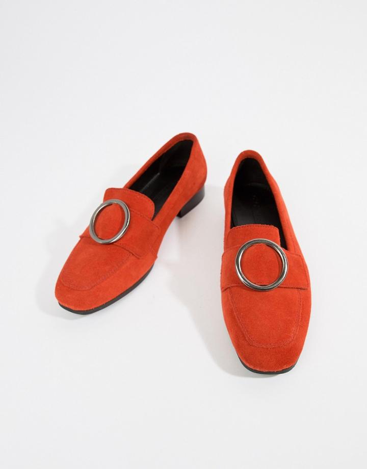Asos Design Magnet Suede Ring Detail Loafers-red