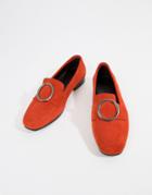 Asos Design Magnet Suede Ring Detail Loafers-red