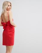 Asos Tie Back Mini Sundress In Linen - Red