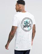 Asos Longline T-shirt With Splatter Print And Surf Back Print - White