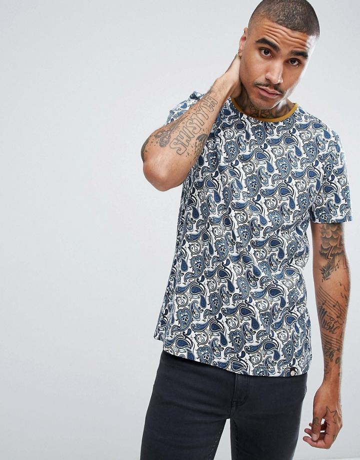Pretty Green Kingly Paisley T-shirt In White - White