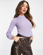 Asos Design Sweater With Rib Corset Body In Lilac-purple