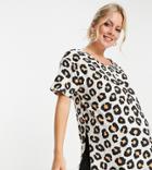 Lindex Exclusive Mom Mia Organic Cotton Button Front Nursing Top In Leopard Print-neutral