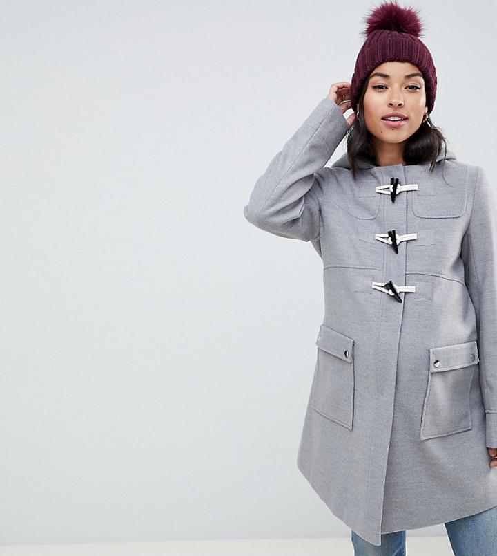 Asos Design Maternity Classic Duffle With Pocket Detail - Gray