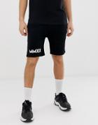 Asos Design Skinny Jersey Shorts With Roman Numerals - Black