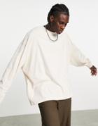 Asos Design Oversized Long Sleeve T-shirt In Cream-neutral