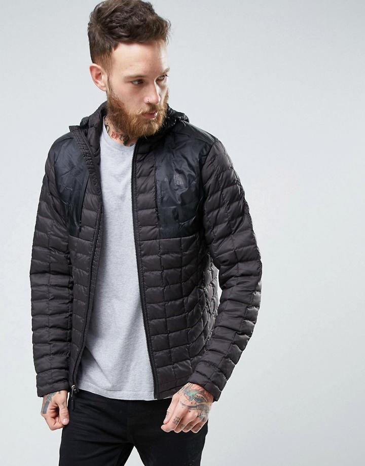 The North Face Thermoball Plus Jacket Hooded Quilt In Black - Black
