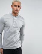 Asos Long Sleeve Jersey Polo In Grey - Gray