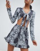 Lasula Frilly Short In Snake Print - Multi
