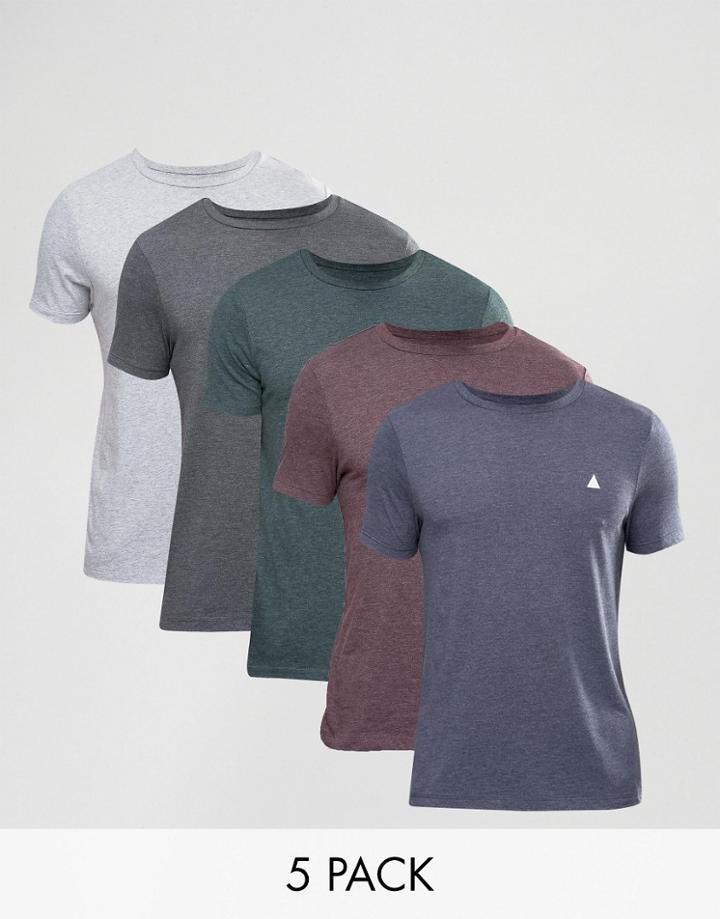 Asos T-shirt With Crew Neck And Logo 5 Pack - Multi