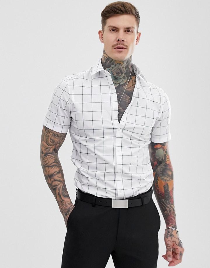 Asos Design Slim Work Shirt In Check