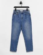 Topshop Mom Jean In Mid Wash Blue-blues