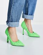Asos Design Pepper Ruched Pumps In Bright Green