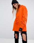 Criminal Damage Oversized Hoodie With Lace Up - Orange