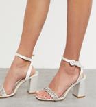Be Mine Bridal Wide Fit Neha Embellished Sandals In Ivory Satin-white