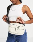 Topshop Double Pocket Sherpa Crossbody In Stone-neutral