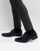 Asos Lace Up Shoe In Black Faux Leather With Embossed Detail - Black