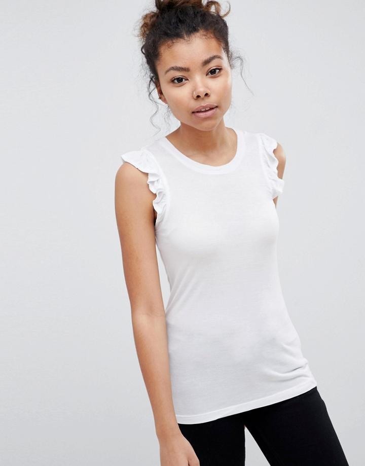Brave Soul Tara Frill Shouder Tank - White
