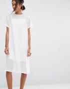 Asos Midi Sheer Shift Dress - White