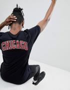 New Era Nba Chicago Bulls T-shirt With Back Print In Black - Black