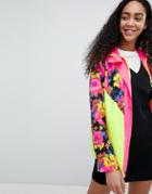 Asos Design Chevron Floral Color Block Jacket - Multi