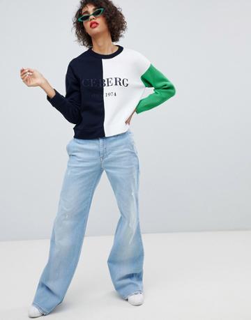 Iceberg Oversized Flare Jeans-blue