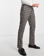 Harry Brown Check Slim Fit Suit Pants-gray
