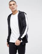 Only & Sons Zip Through Hoodie With Stripe Sleeve - Black