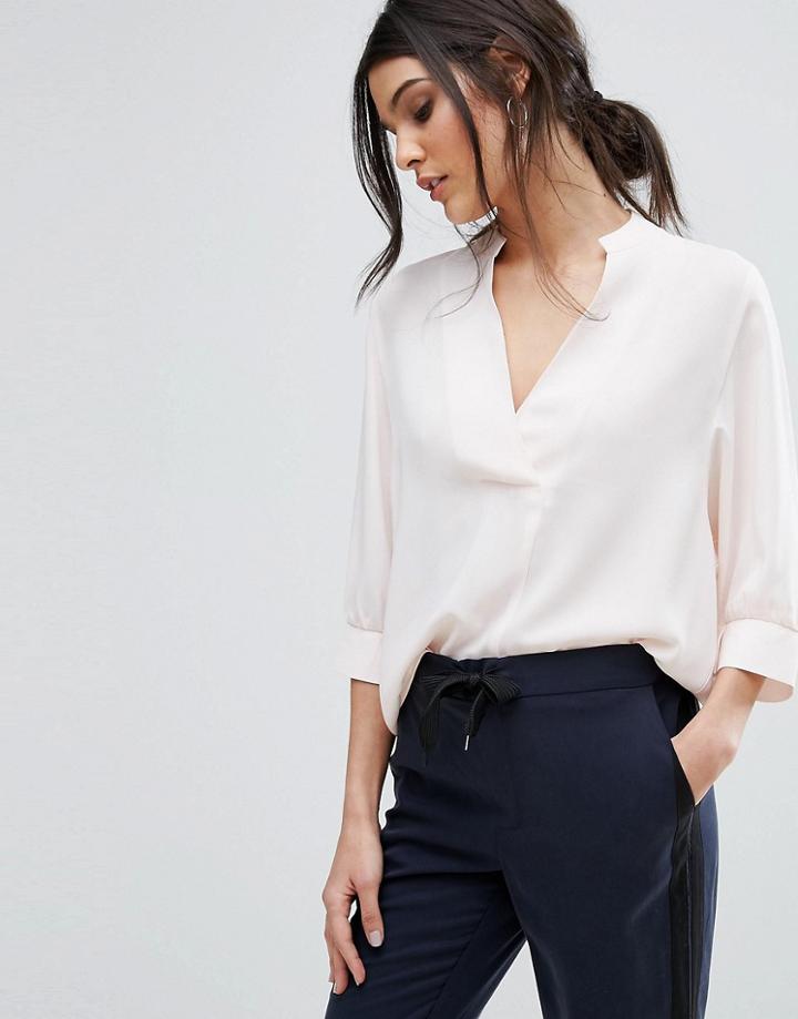 Selected Femme Deep V Pink Blouse - Pink