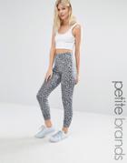 New Look Petite Metallic Leopard Print Leggings - Gray