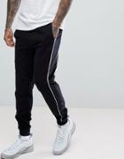 Asos Slim Joggers With Velour Panel In Black - Green