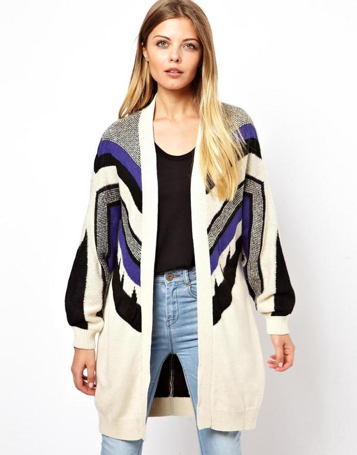 Vero Moda Geo Color Block Oversized Cardigan