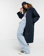 Monki Amira Organic Cotton Button Down Jacket In Navy