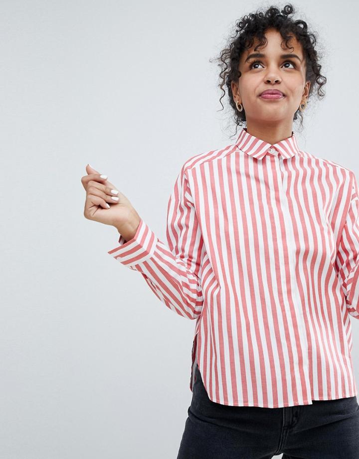 Monki Red Striped Shirt - Red