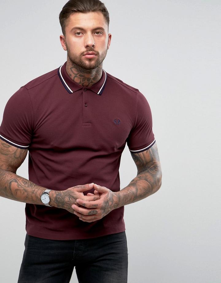 Fred Perry Slim Fit Twin Tipped Polo Shirt Purple - Red