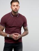 Fred Perry Slim Fit Twin Tipped Polo Shirt Purple - Red
